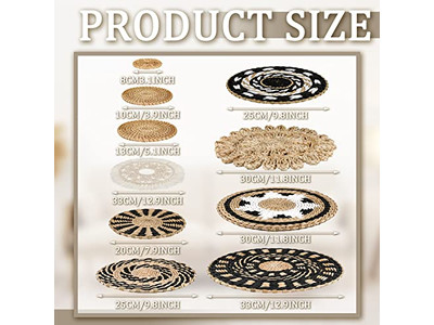 ボーホー織りバスケットウォールデコ 装飾的なフラットバスケット ハンドメイド大型