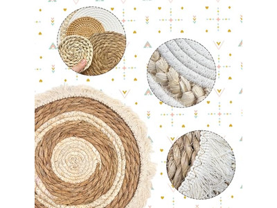 織りロープフレームウォールデコ 木製装飾 ホーム用